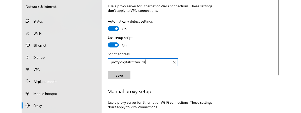 How to configure proxy server settings in Windows 10