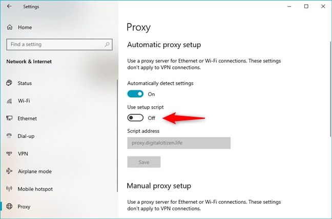 How to disable a proxy server that uses a script address