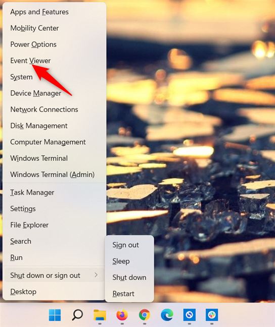 Use Win + X and then V to start the Event Viewer in Windows
