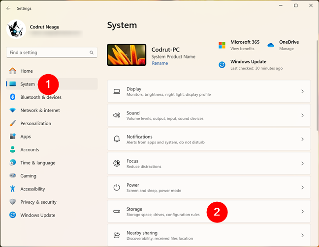 Open Settings and go to System > Storage