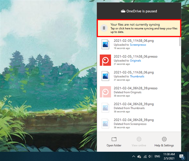 onedrive sync pending