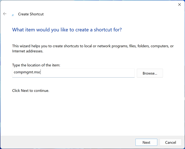 Create a shortcut to compmgmt.msc