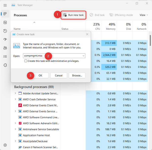 In Windows 11, the Task Manager looks a bit different