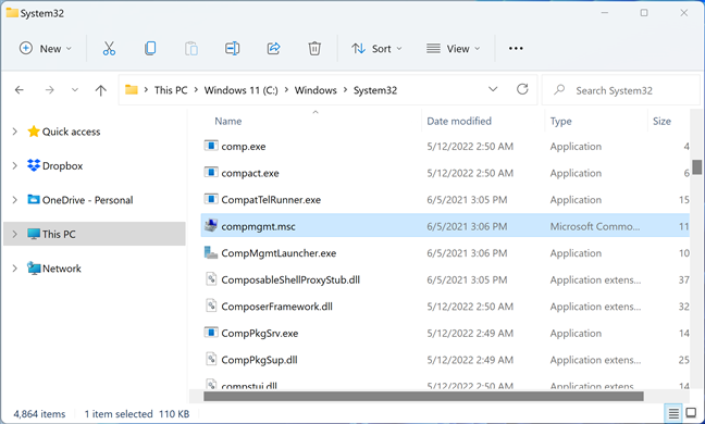 Navigate to the compmgmt.msc file in File Explorer