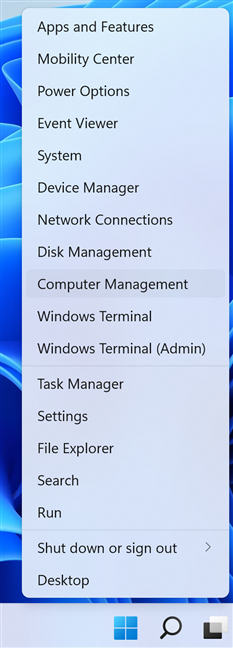 Press Win + X, followed by G to open Computer Management