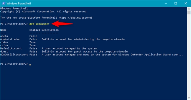 Using PowerShell to get all users on a computer