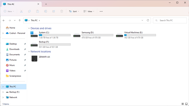 Partitions are shown in File Explorer