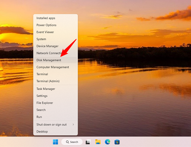 How to open Disk Management from Windows' WinX menu