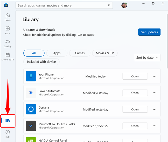 Accessing your Library in the Microsoft Store