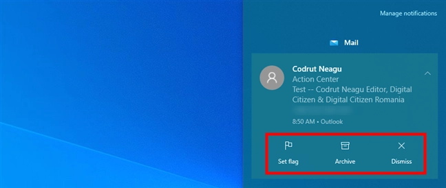 Interacting with a Windows 10 notification