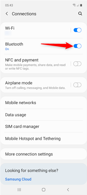 How to turn on Bluetooth on Samsung from Settings 