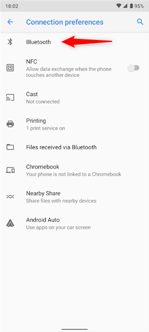 Tap to access the Bluetooth phone settings