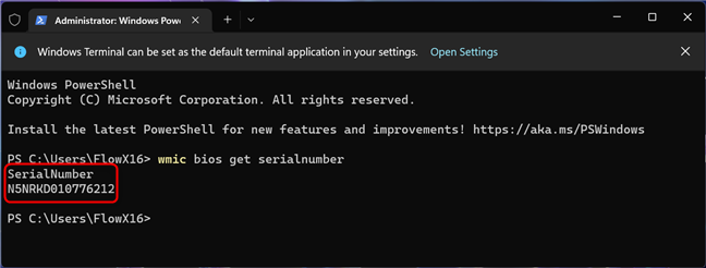 wmic bios get serialnumber