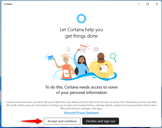 Allow Cortana to access some of your personal information