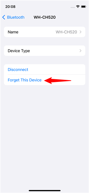 How to delete a Bluetooth device from an iPhone