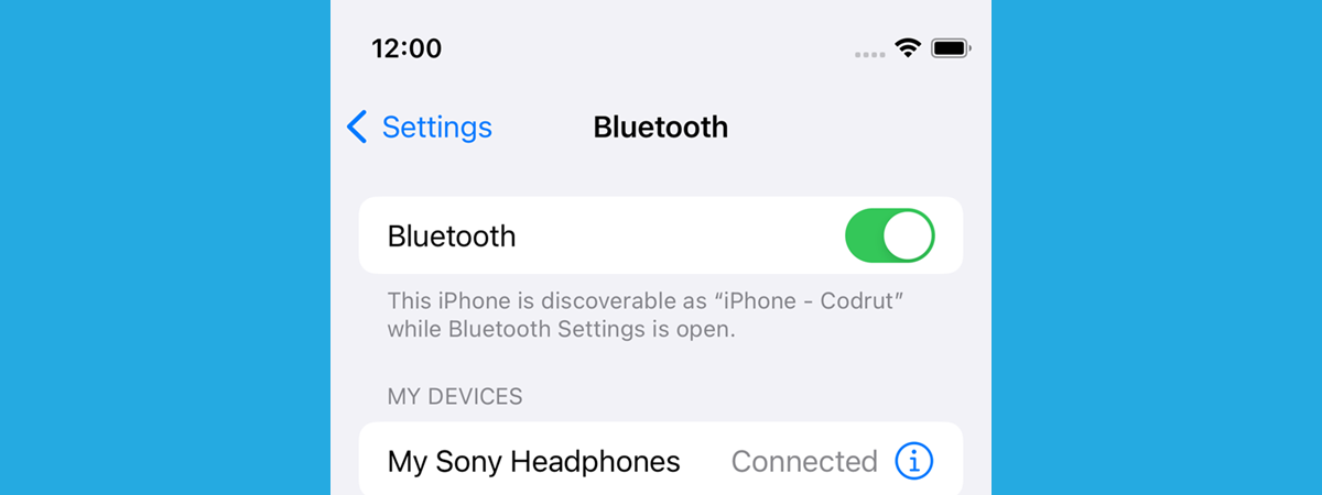 iPhone Bluetooth settings