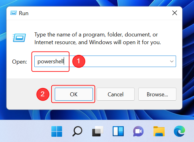 Open PowerShell using the Run window