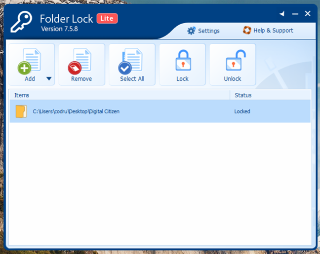 Folder Lock Lite software (free trial)