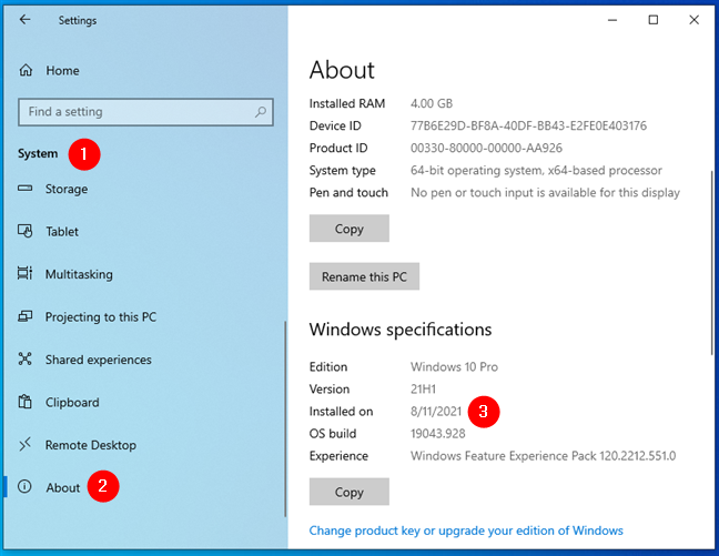 How to check the Windows 10 install date in Settings