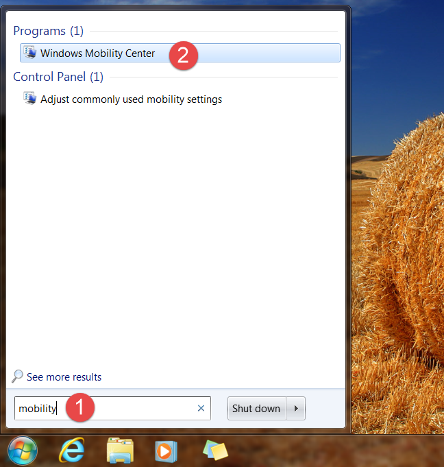 How to open Windows Mobility Center in Windows 7