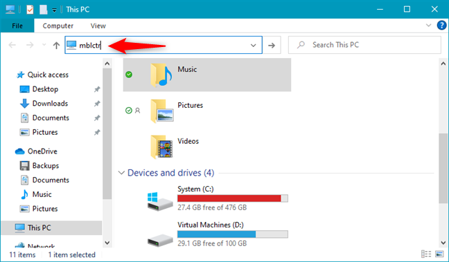 Running mblctr from File Explorer