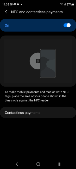 Enabling NFC and contactless payments on a Samsung Galaxy