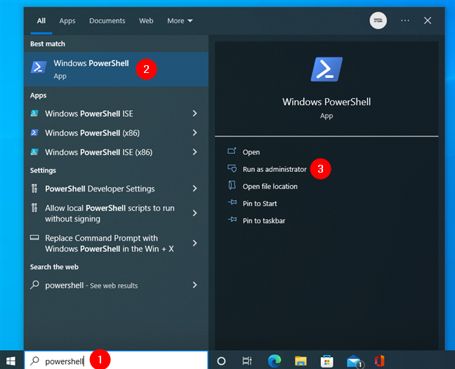Open Windows PowerShell in Windows 10 as admin