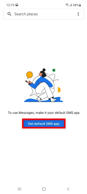 Set Google's Messages as the default SMS app on a Samsung Galaxy