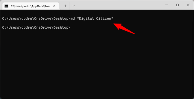 How to create a directory in CMD with spaces in its name