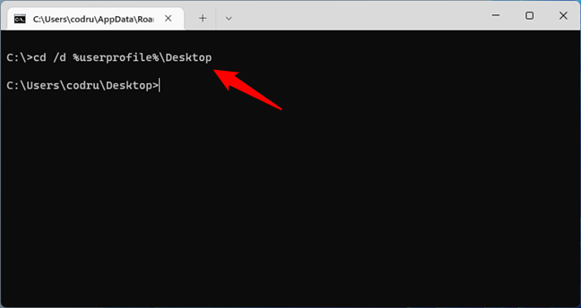 How to change directory in CMD to desktop