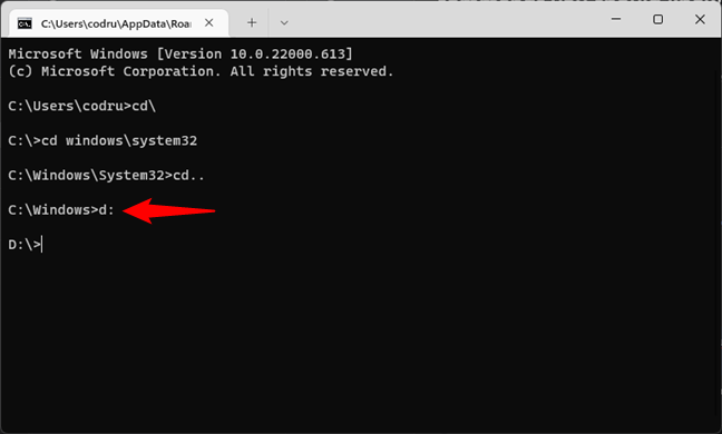 How to change the drive in Command Prompt