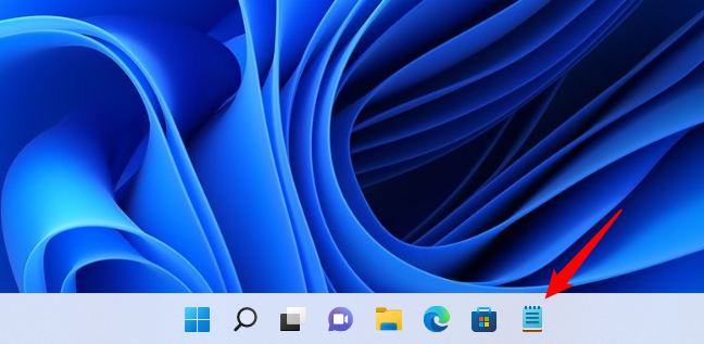 Notepad shortcut on the taskbar