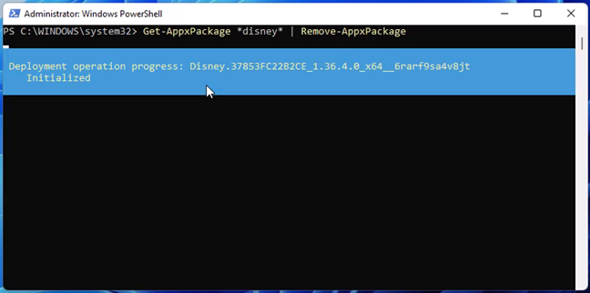 Removing an app using a PowerShell command