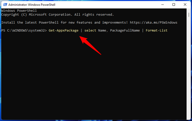 Use this PowerShell command to get the list of Windows apps