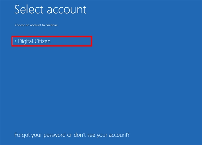 Choosing an account to log in