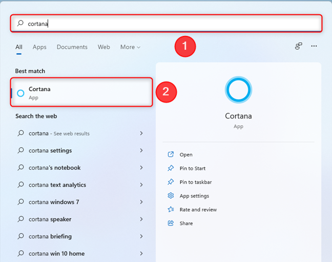 Open Cortana in Windows 11 and Windows 10