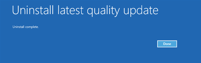 Latest quality update has been uninstalled from Windows 10