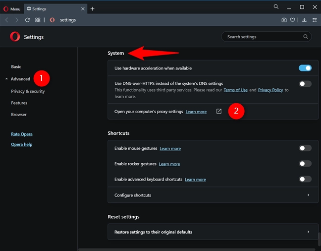 Open the Windows 10 proxy settings