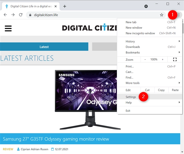Access Chrome's Settings