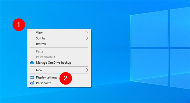 How to open Display settings in Windows 10 fast