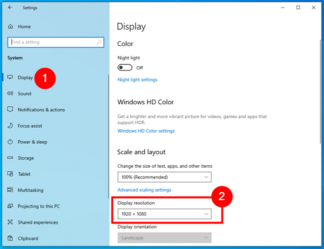 How to check the screen resolution in Windows 10's Settings