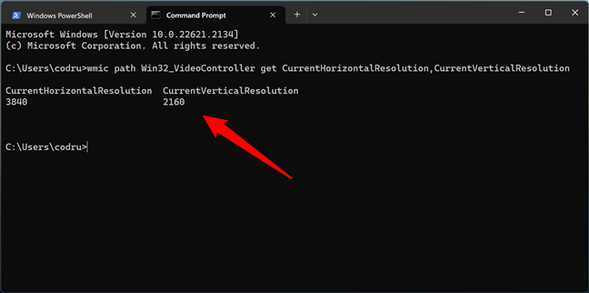 How to use CMD to get the screen resolution