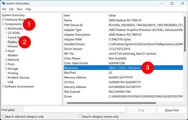 How to find the screen resolution using the System Information app