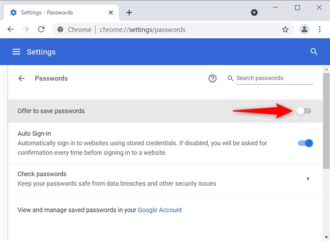 How to stop Chrome from asking to Save password on Windows 10 and Mac