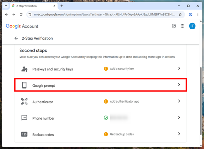 Google prompts are automatically enabled