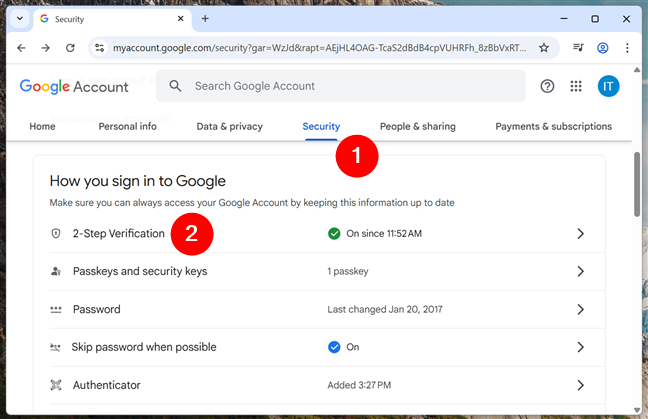 Navigate to 2-Step Verification under Security