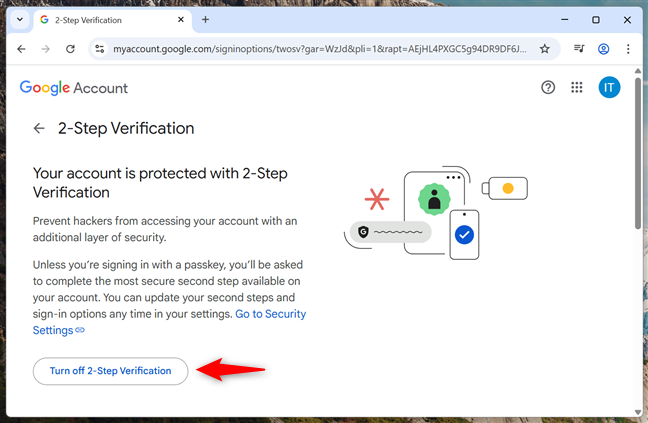 Choose to Turn off 2-Step Verification