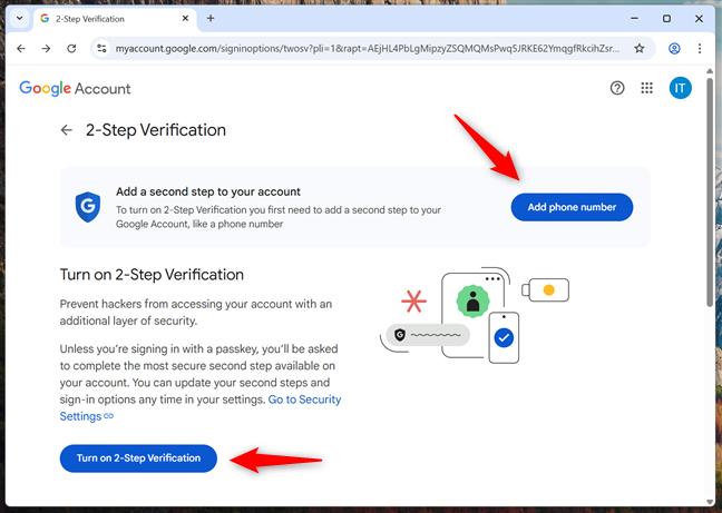 Turn on 2-Step Verification (Add phone number)