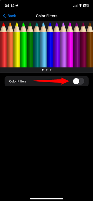 Turn on the Color Filters on iPhone
