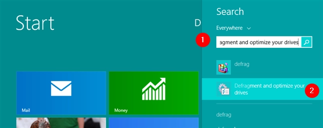 Search for defrag in Windows 8.1
